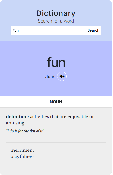 Screenshot of React API Project